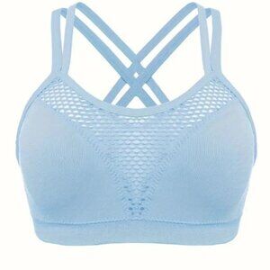 Plus Size Sports Bra Solid Hollow Out Round Neck Criss Cross Bra